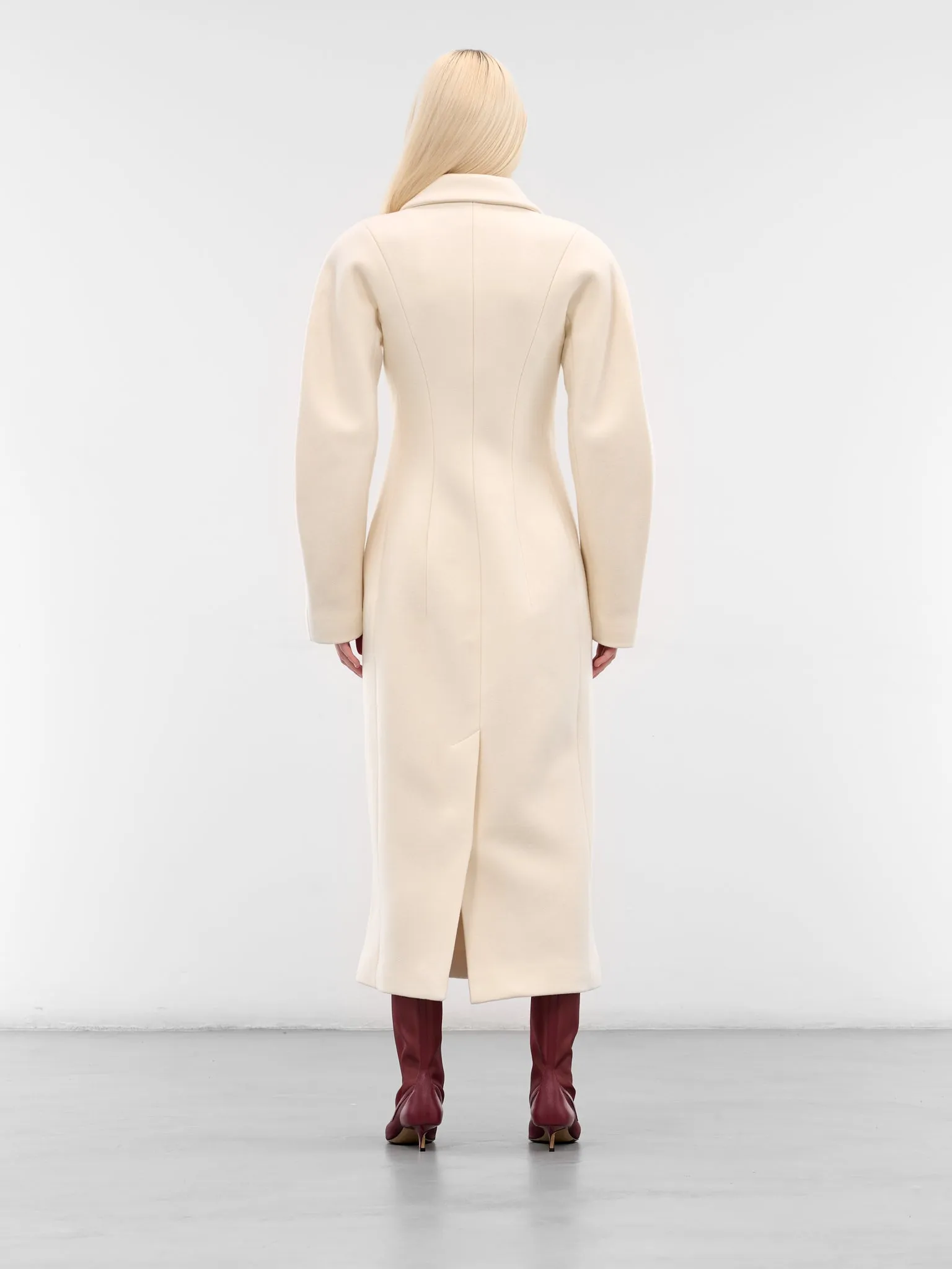 White Wool Round Shoulder Coat (COW00107AW00429-OFF-WHITE) sold by lorenzo product image thumbnail 3