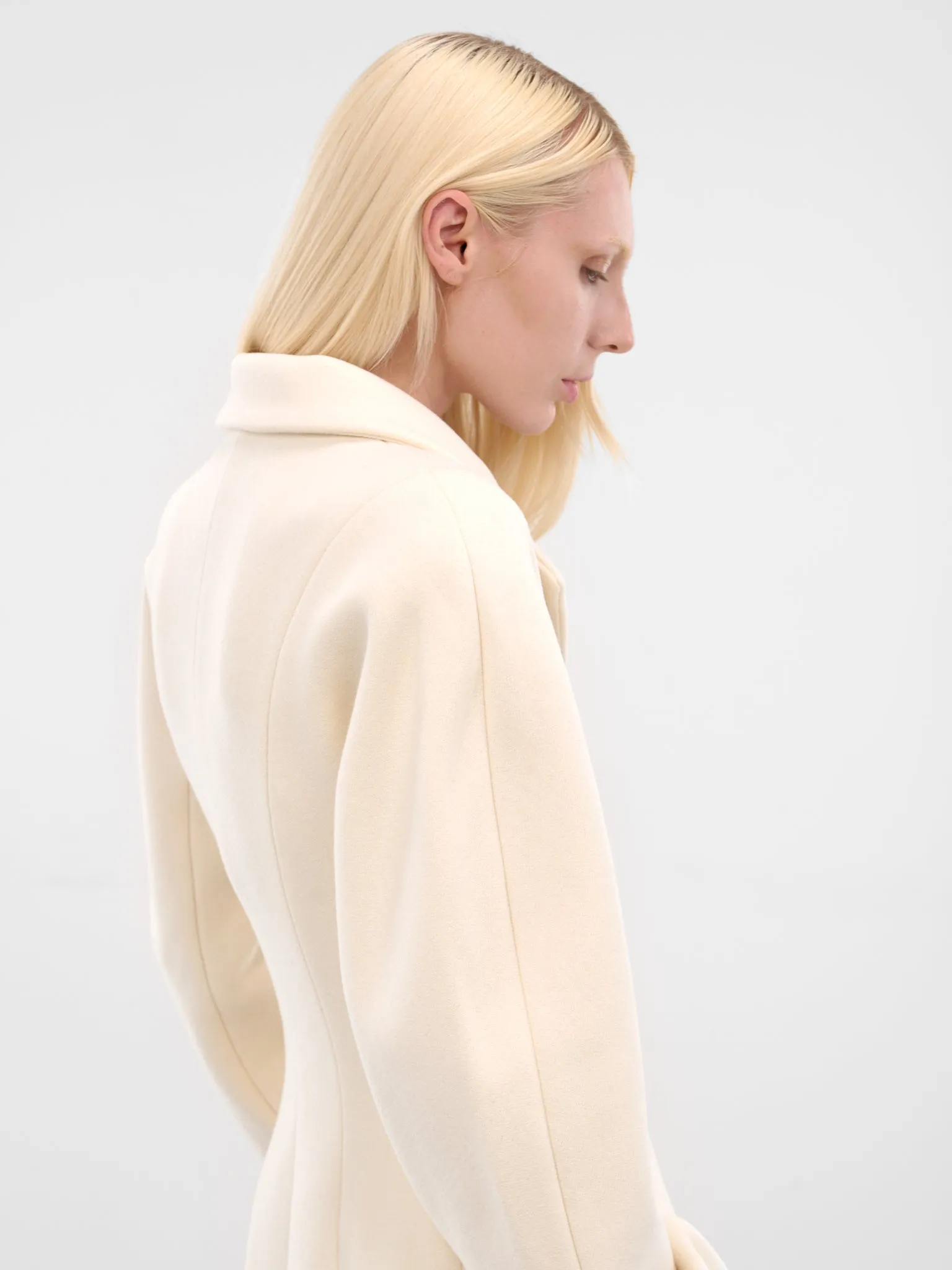 White Wool Round Shoulder Coat (COW00107AW00429-OFF-WHITE) sold by lorenzo product image thumbnail 4
