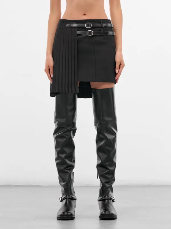 Black Pleated Uniform Mini Skirt (COPJ103F3004-BLACK) sold by lorenzo
