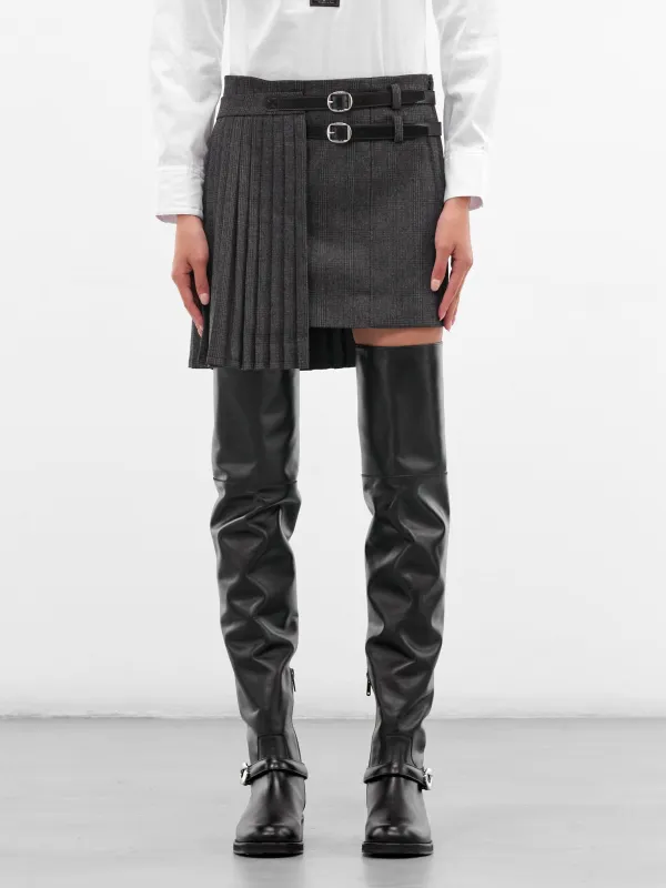Gray Check Pleated Uniform Skirt (COPJ103F1016-GREY) sold by lorenzo