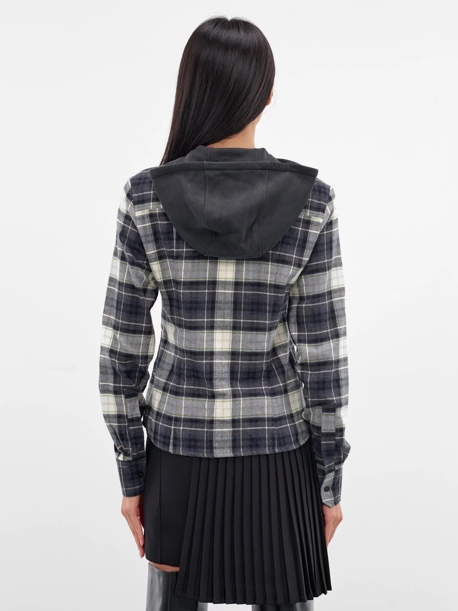 Blue Flannel Plaid Hooded Shirt (COPCH70F1014-BLUE) sold by lorenzo product image thumbnail 3