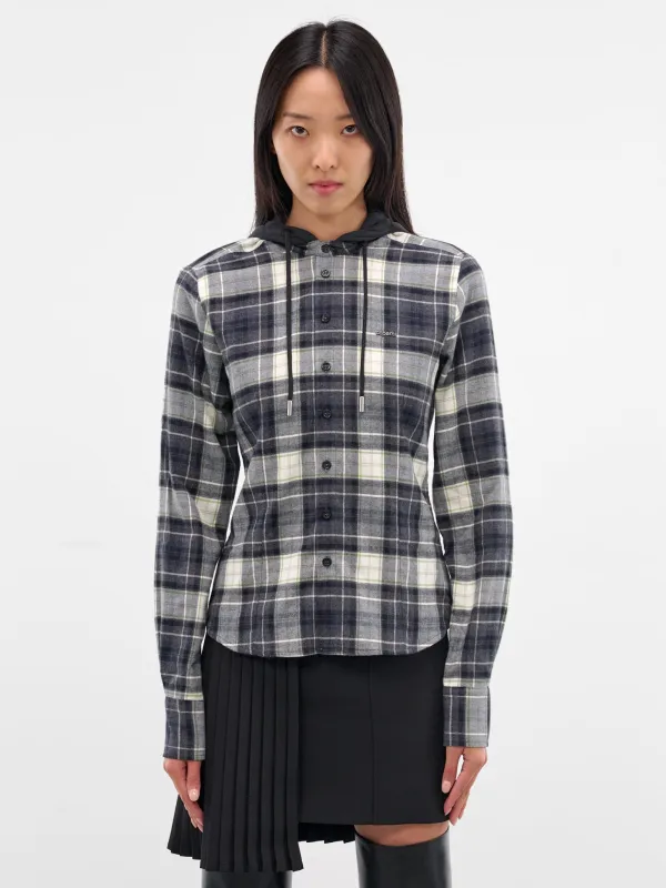 Blue Flannel Plaid Hooded Shirt (COPCH70F1014-BLUE) sold by lorenzo