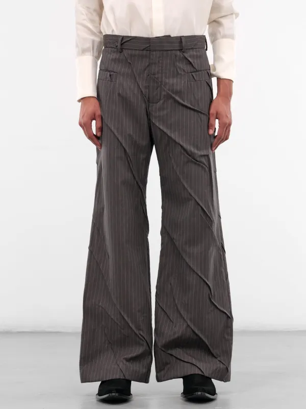 Gray Maestria Pleated Pinstripe Trousers (MAESTRIA-PANTS-PINSTRIPED-GREY) sold by lorenzo