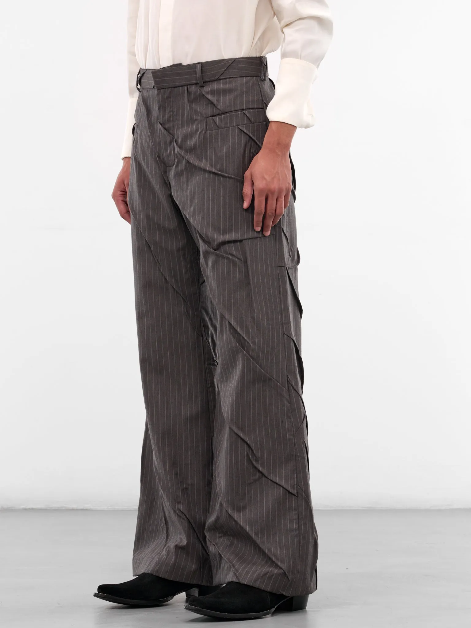 Gray Maestria Pleated Pinstripe Trousers (MAESTRIA-PANTS-PINSTRIPED-GREY) sold by lorenzo product image thumbnail 2