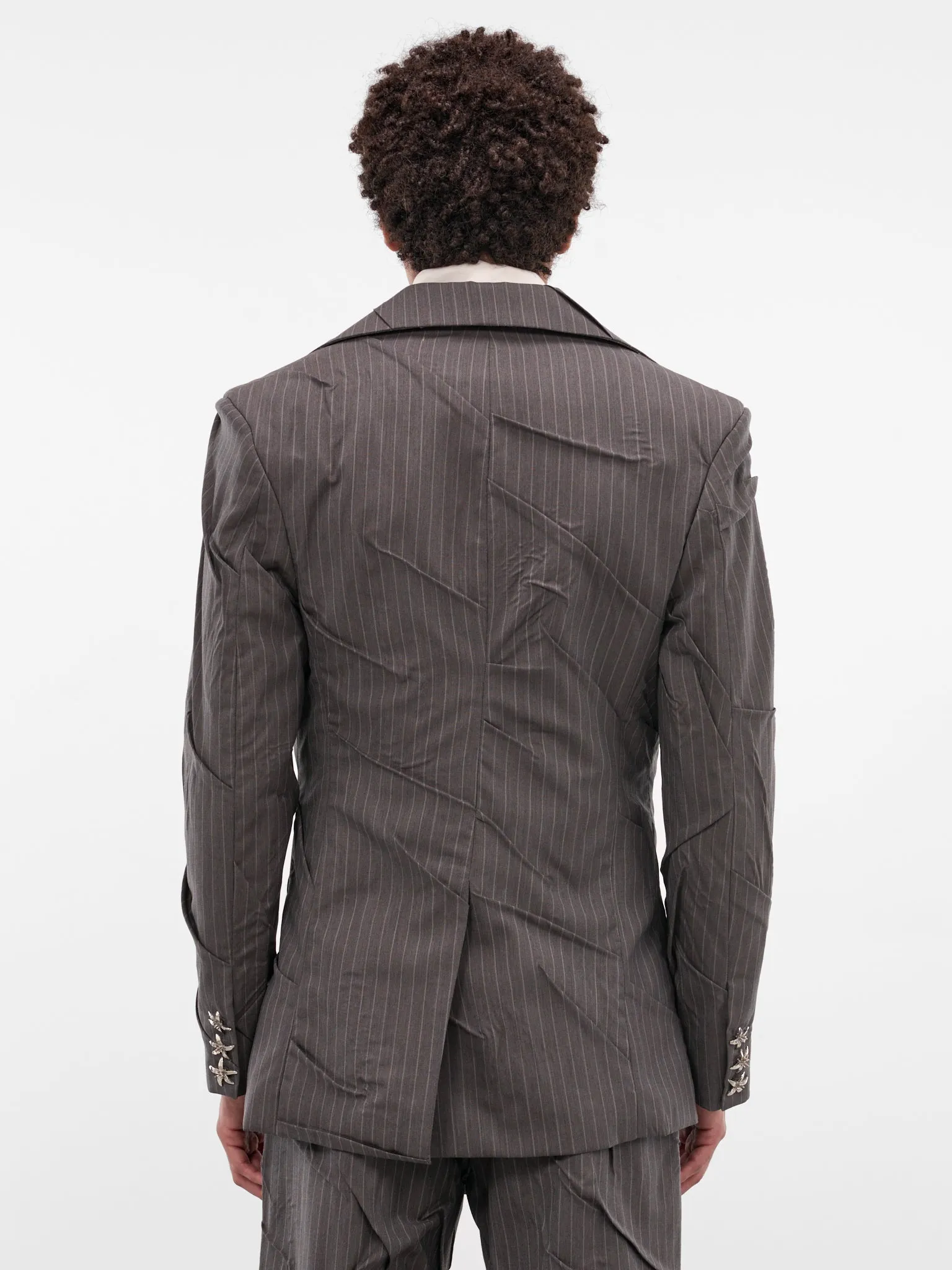 Gray Maestria Pleated Pinstripe Blazer (MAESTRIA-JACKET-PINSTRIPED-GRE) sold by lorenzo product image thumbnail 3