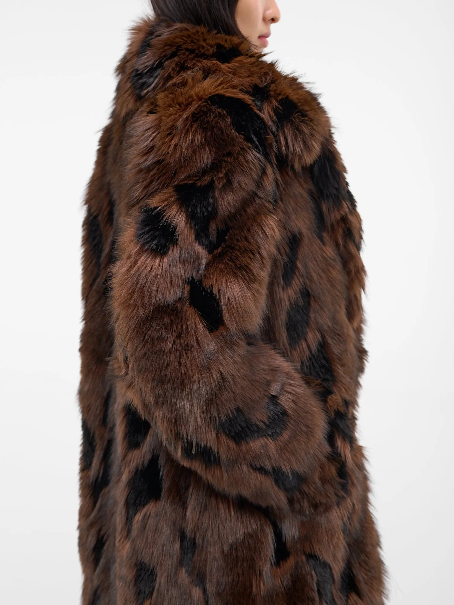 Brown Animalier Faux Fur Coat (JP-C008-BLACK-BROWN) sold by lorenzo product image thumbnail 4