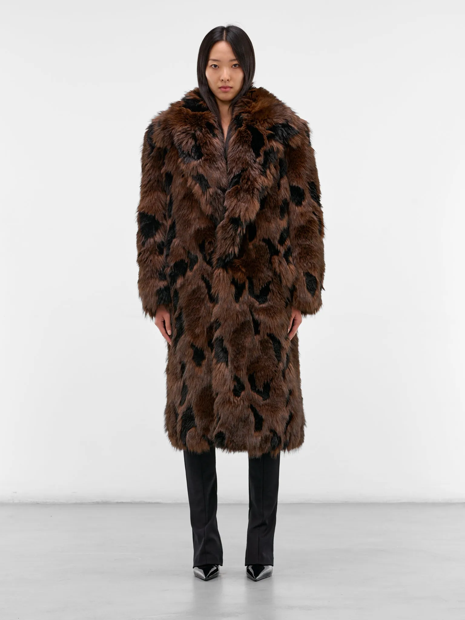 Brown Animalier Faux Fur Coat (JP-C008-BLACK-BROWN) sold by lorenzo