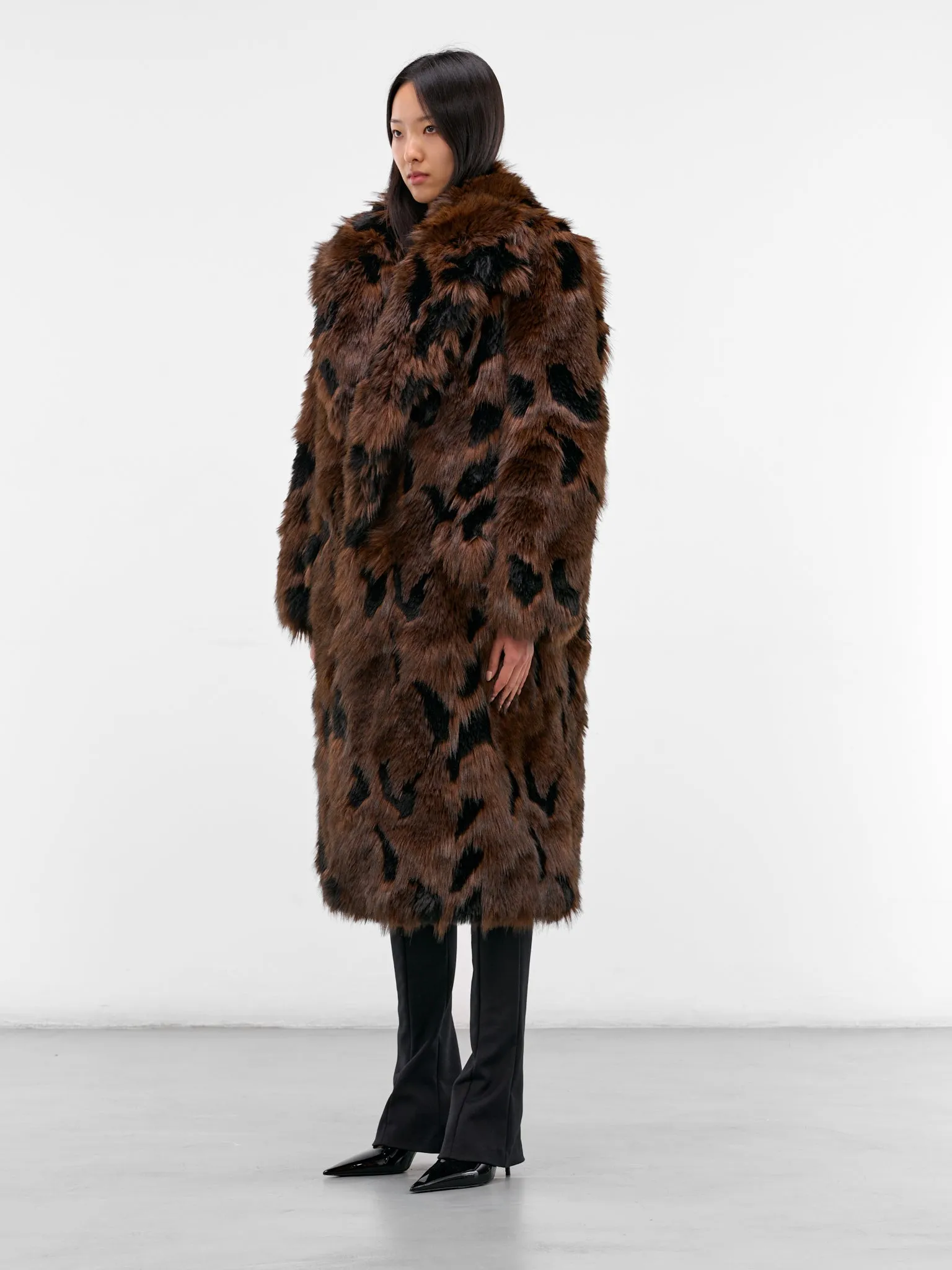 Brown Animalier Faux Fur Coat (JP-C008-BLACK-BROWN) sold by lorenzo product image thumbnail 2