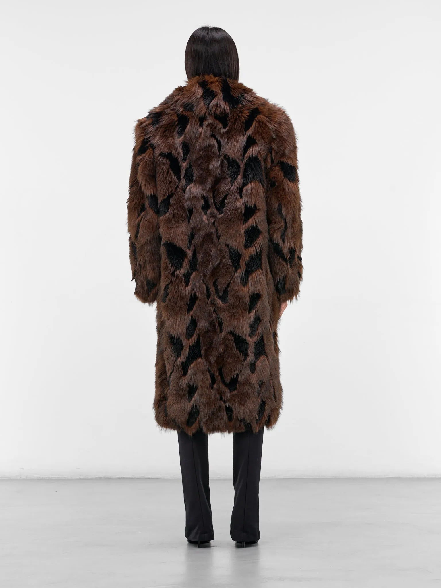 Brown Animalier Faux Fur Coat (JP-C008-BLACK-BROWN) sold by lorenzo product image thumbnail 3