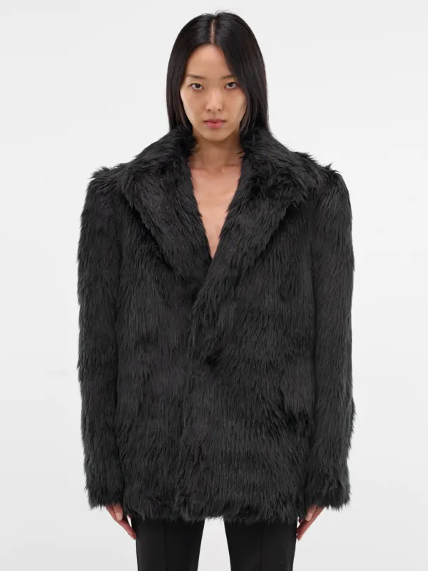 Black Oversized Faux Fur Blazer (JP-J018-BLACK) sold by lorenzo