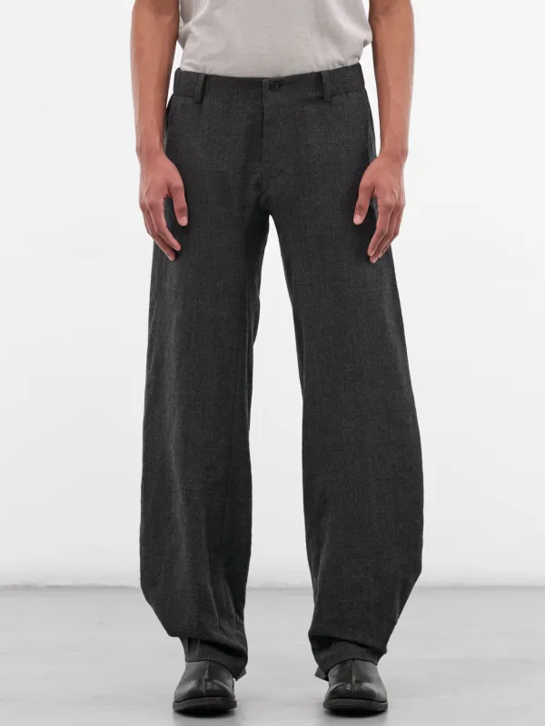 Wool 3-Pocket Buttoned Leg Trousers (3-POCKET-ELASTIC-WAIST-COAL) sold by lorenzo
