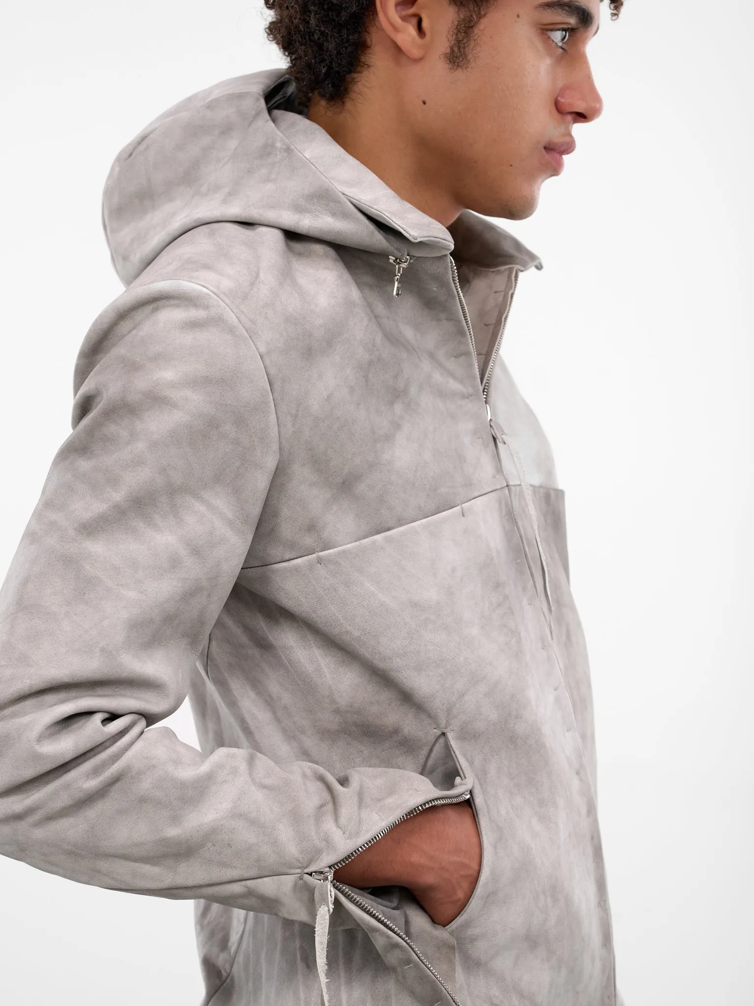 4-Pocket Detachable Hood Leather Jacket (4-POCKET-DETACHABLE-HOOD-CARBO) sold by lorenzo product image thumbnail 5