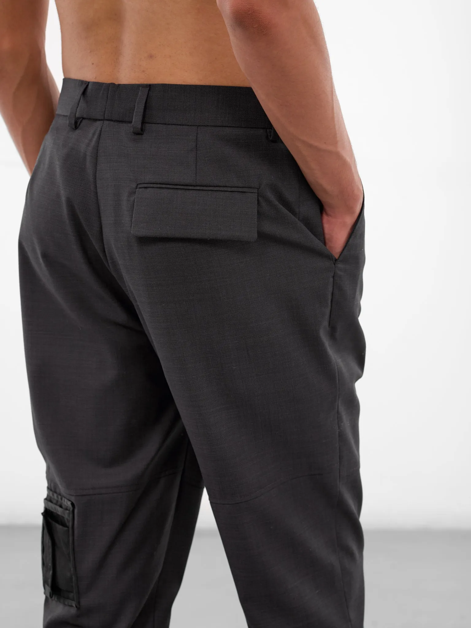 Black Stitched Wallet & Chain Pants (375WT16036-BLACK-PURPLE) sold by lorenzo product image thumbnail 4