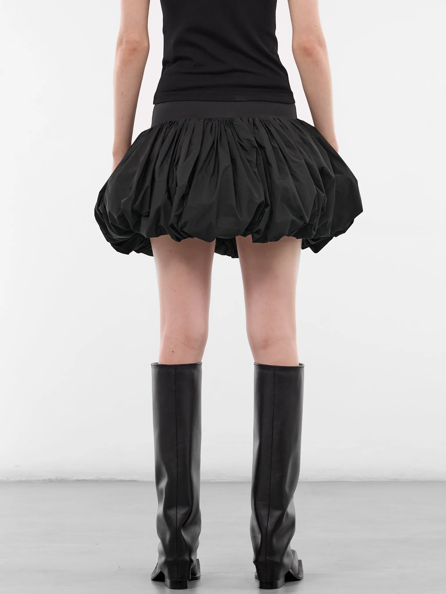Black Nylon Bubble Mini Skirt (VAQ10S101-BLACK) sold by lorenzo product image thumbnail 3