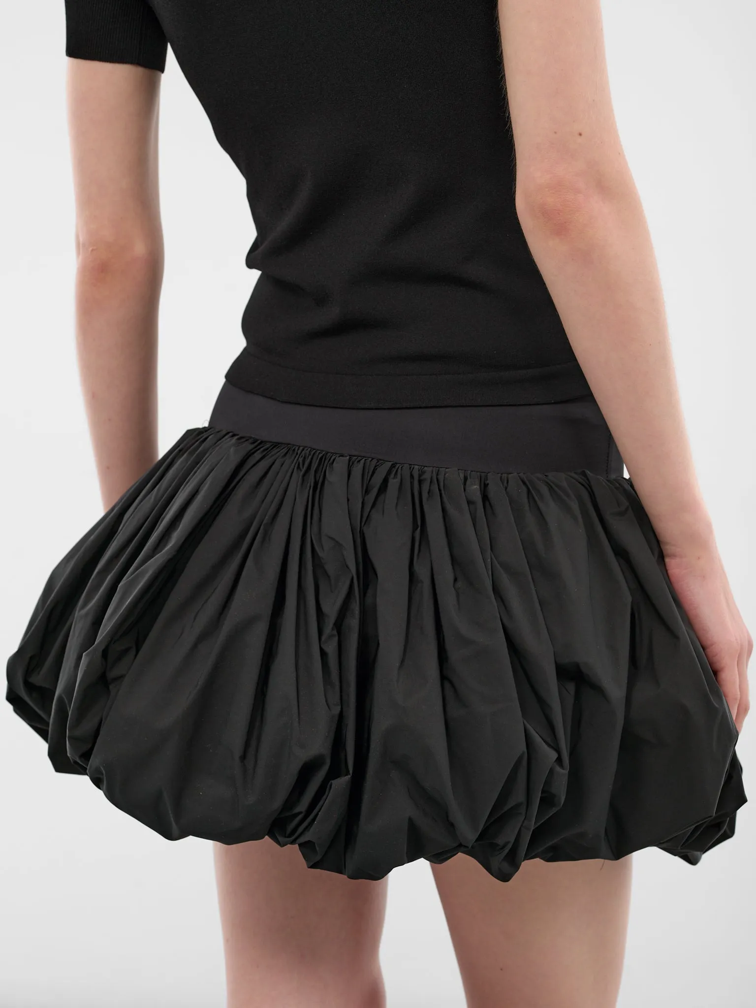 Black Nylon Bubble Mini Skirt (VAQ10S101-BLACK) sold by lorenzo product image thumbnail 5