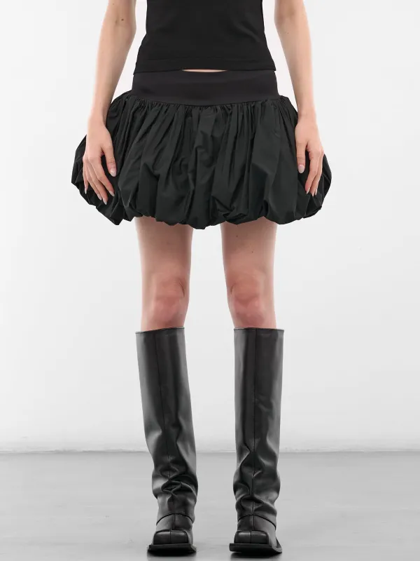 Black Nylon Bubble Mini Skirt (VAQ10S101-BLACK) sold by lorenzo