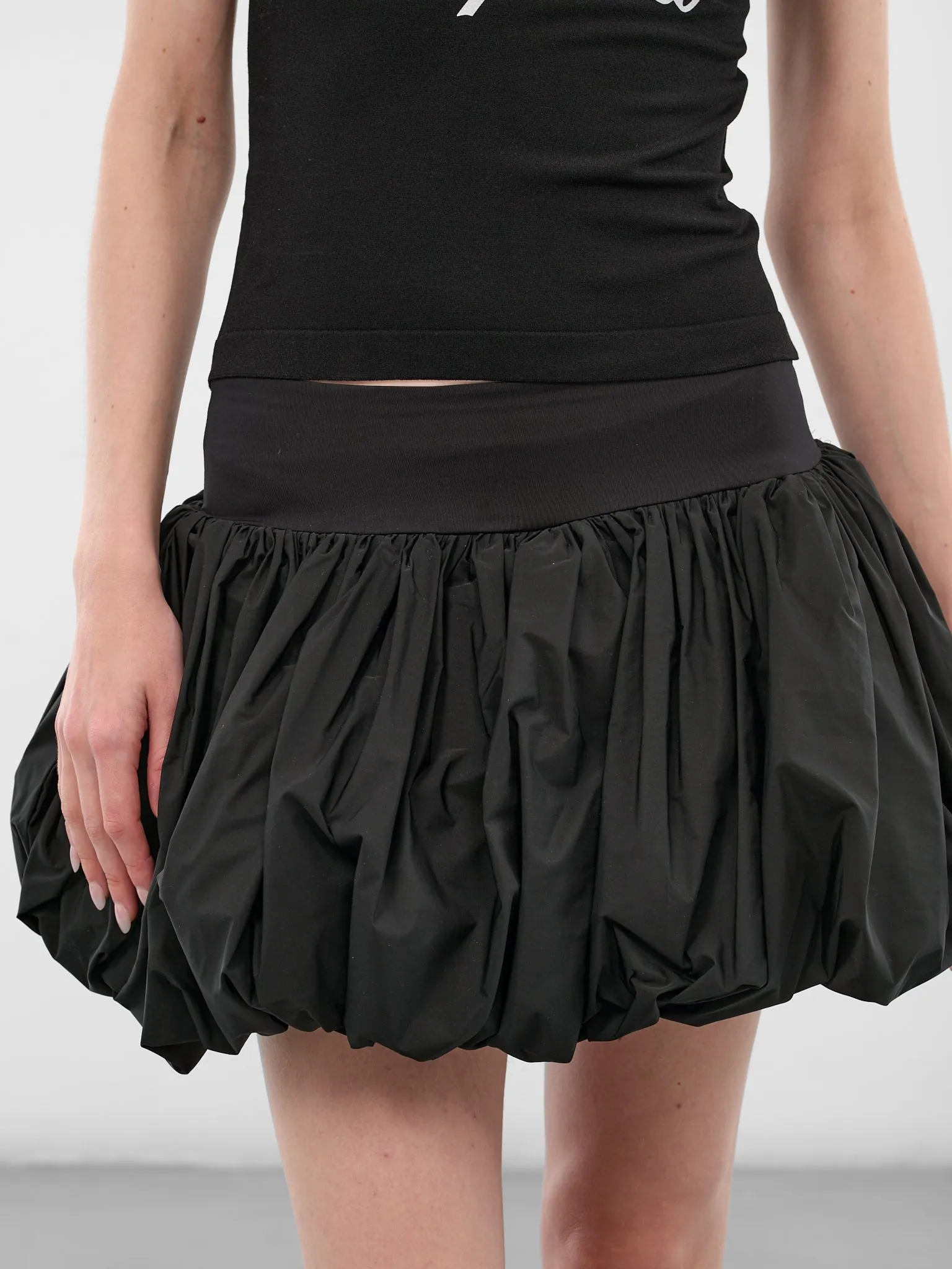 Black Nylon Bubble Mini Skirt (VAQ10S101-BLACK) sold by lorenzo product image thumbnail 4