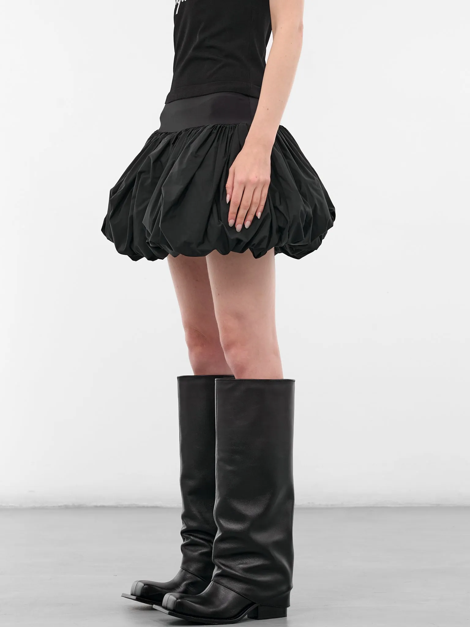 Black Nylon Bubble Mini Skirt (VAQ10S101-BLACK) sold by lorenzo product image thumbnail 2
