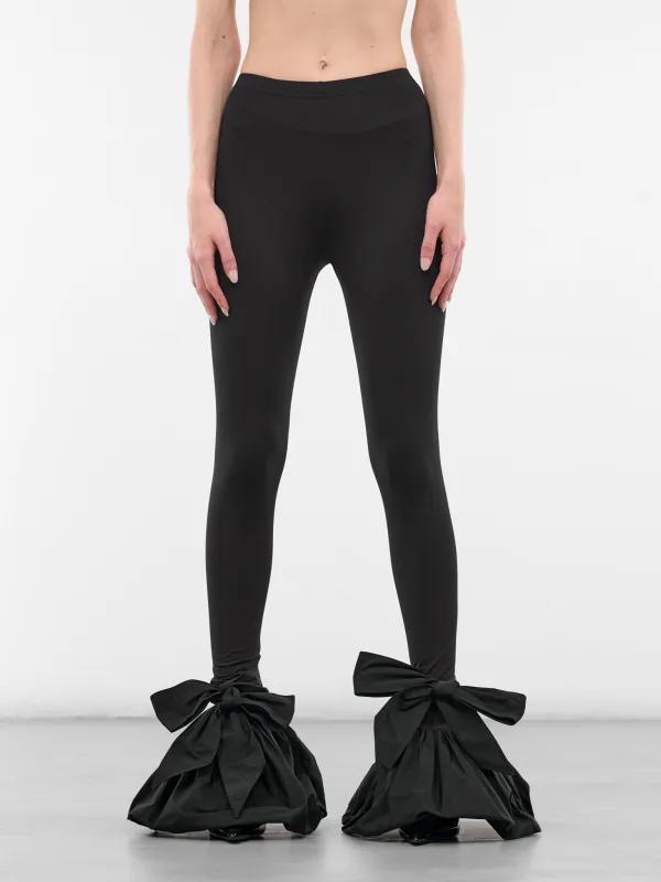 Black Nylon Flared Bow Leggings (VAQ10P101-BLACK) sold by lorenzo