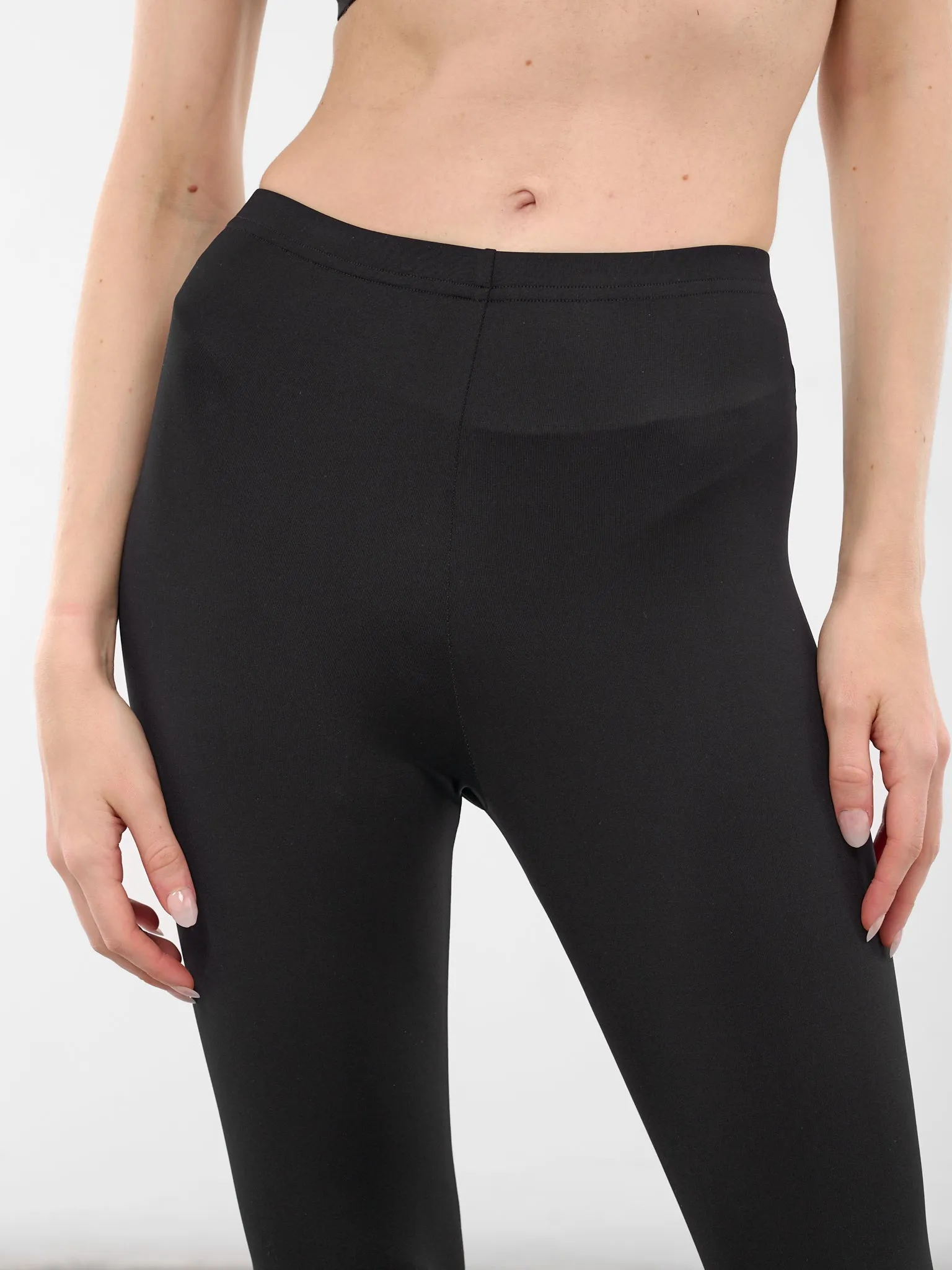 Black Nylon Flared Bow Leggings (VAQ10P101-BLACK) sold by lorenzo product image thumbnail 4