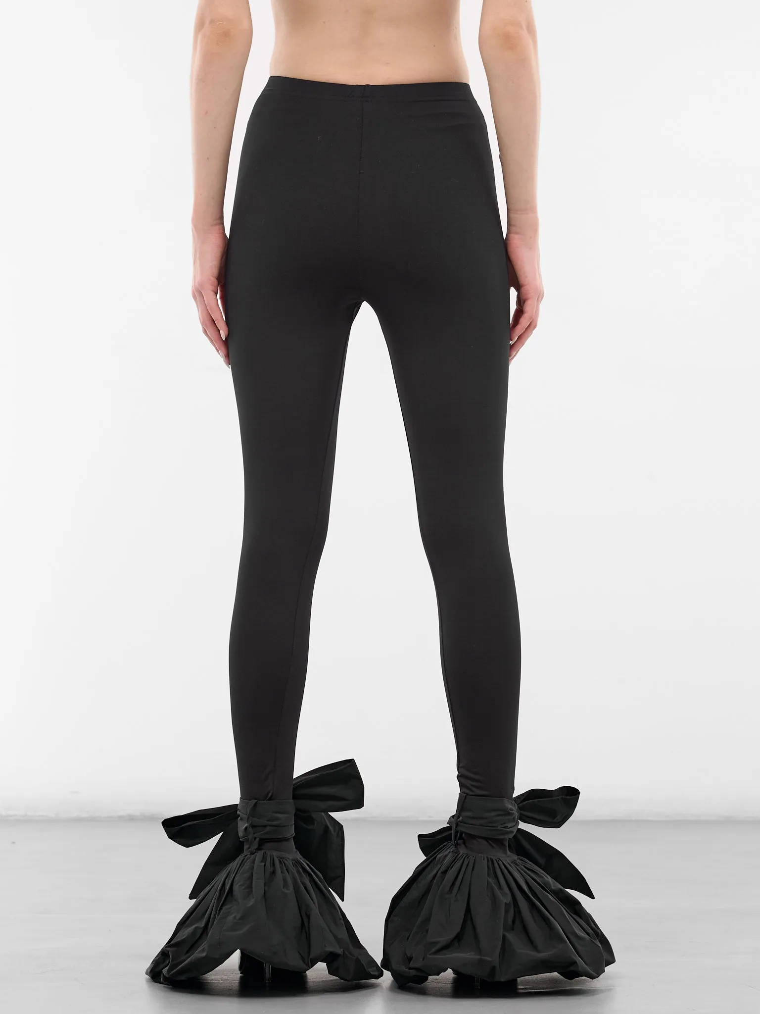 Black Nylon Flared Bow Leggings (VAQ10P101-BLACK) sold by lorenzo product image thumbnail 3