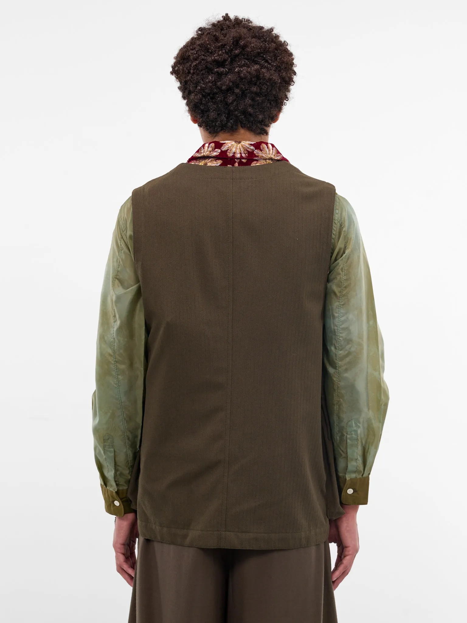 Layered Floral & Pinstripe Cargo Vest (PP-V002-BRGDY-MULTI) sold by lorenzo product image thumbnail 3