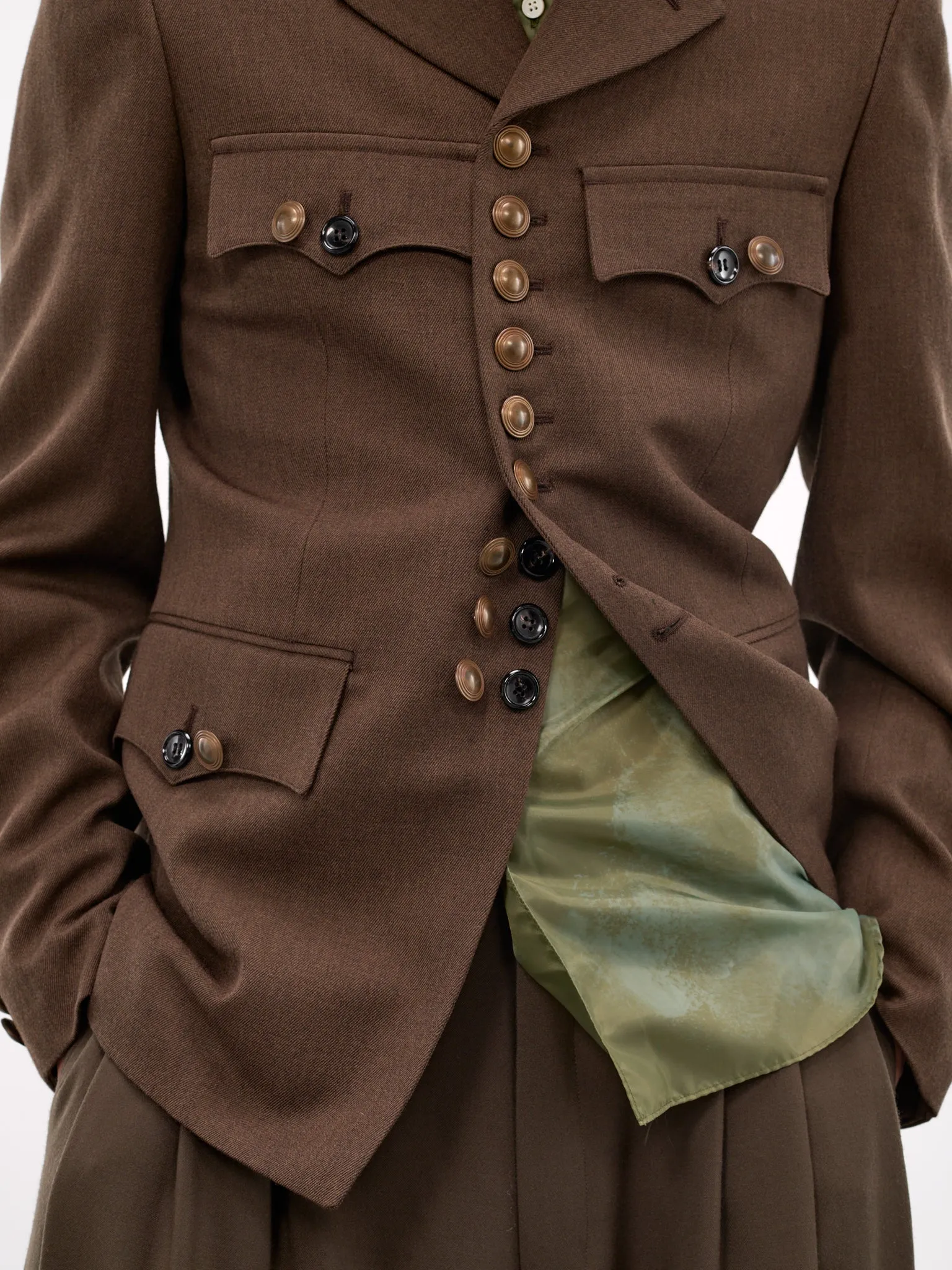 Brown Military Cut Wool Blazer (PP-J004-W25-TOP-BROWN) sold by lorenzo product image thumbnail 5