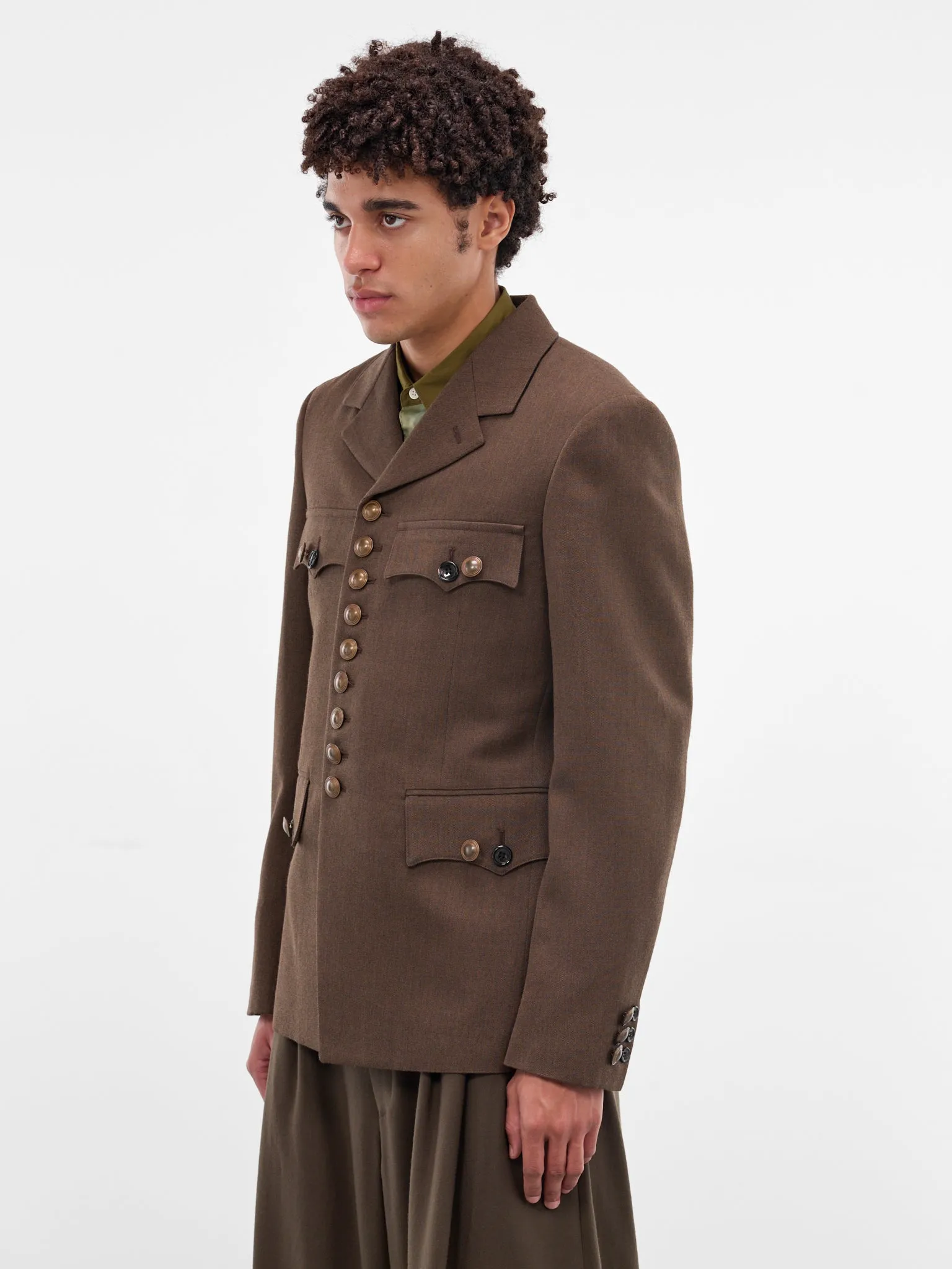 Brown Military Cut Wool Blazer (PP-J004-W25-TOP-BROWN) sold by lorenzo product image thumbnail 2