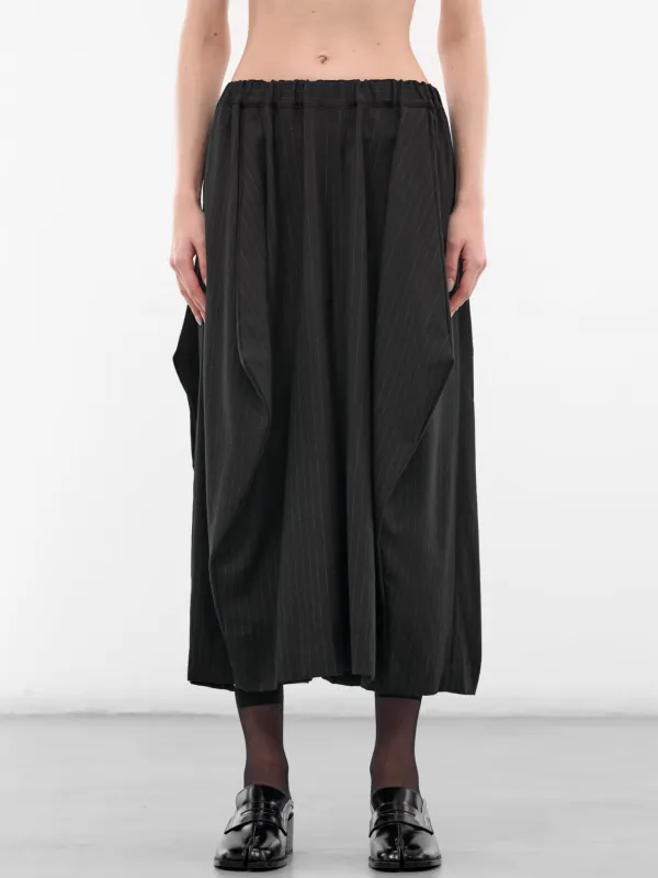 Black Pinstripe Draped Baggy Trousers (GP-P018-BLACK) sold by lorenzo