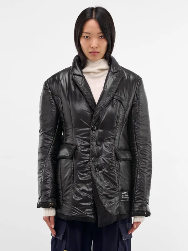 Black Quilted Padded Nylon Blazer (UC2E1105-3-BLACK) sold by lorenzo