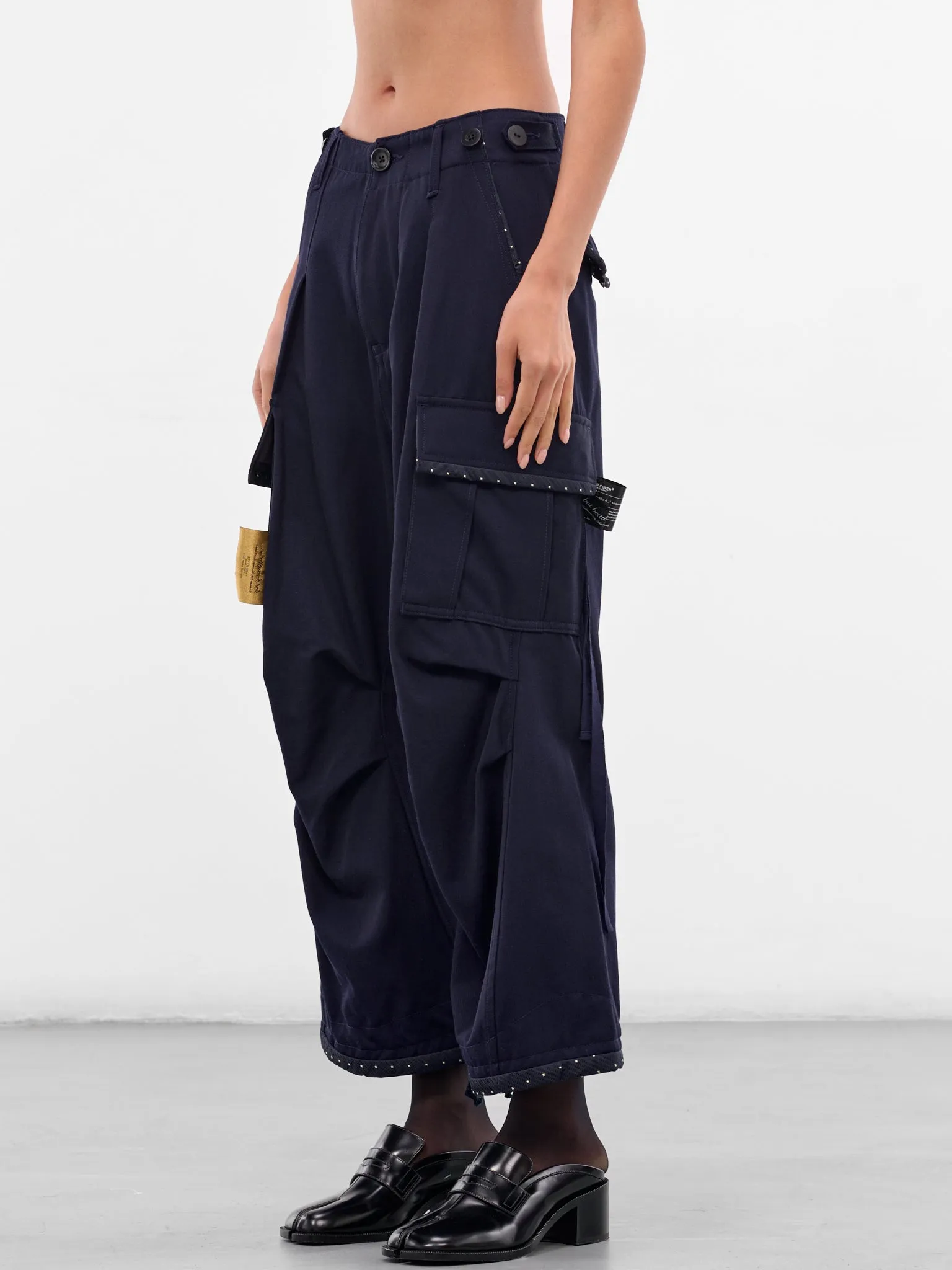 Navy Wool Cropped Cargo Pants (UC2E1512-NAVY) sold by lorenzo product image thumbnail 2