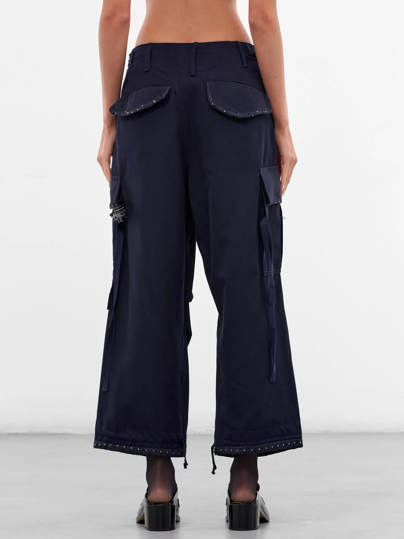 Navy Wool Cropped Cargo Pants (UC2E1512-NAVY) sold by lorenzo product image thumbnail 3