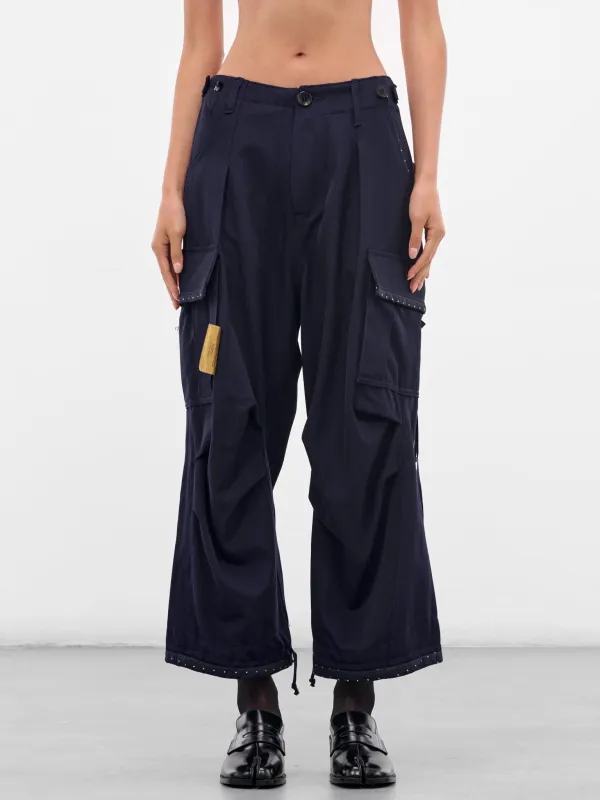 Navy Wool Cropped Cargo Pants (UC2E1512-NAVY) sold by lorenzo