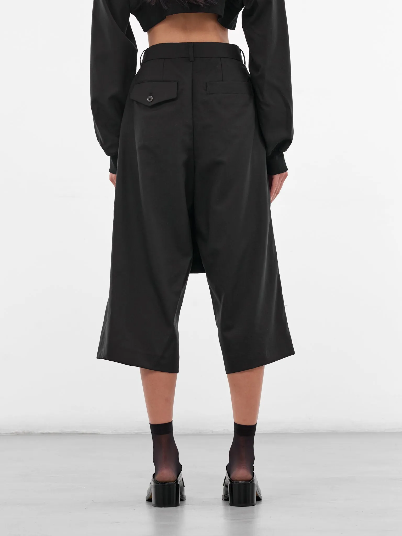 Black Wool Layered Skirt Pants (3P-P008-BLACK) sold by lorenzo product image thumbnail 3