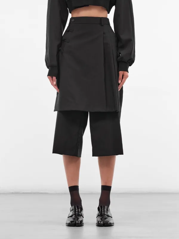 Black Wool Layered Skirt Pants (3P-P008-BLACK) sold by lorenzo