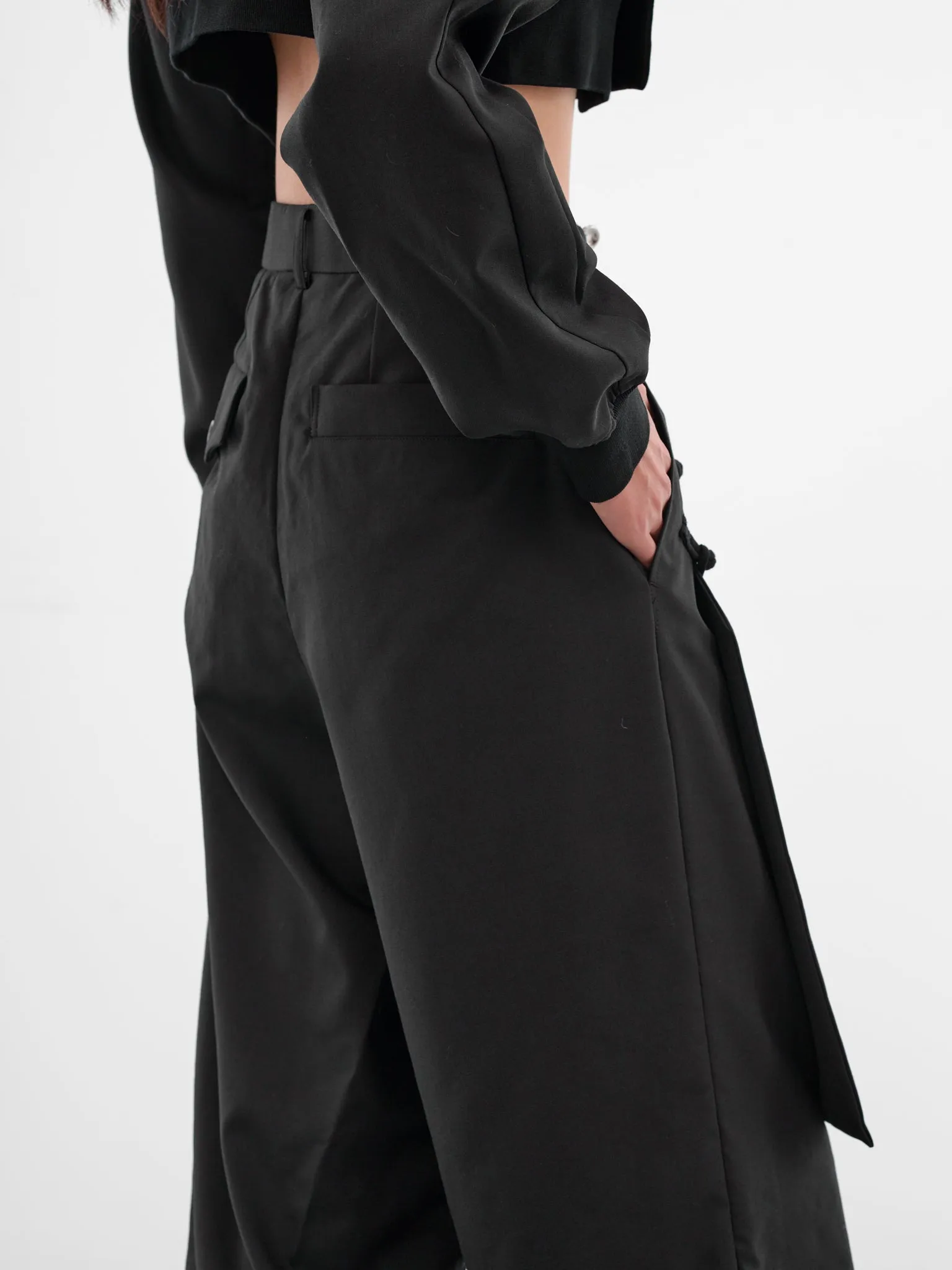 Black Wool Layered Skirt Pants (3P-P008-BLACK) sold by lorenzo product image thumbnail 5