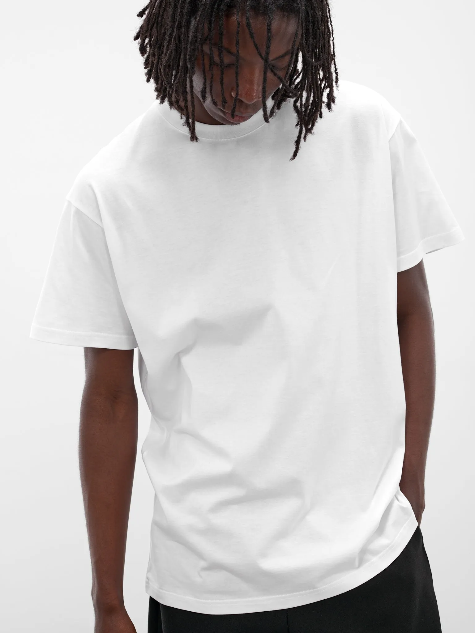White Cotton Jersey Tee (T001-C001-WHITE) sold by lorenzo product image thumbnail 5
