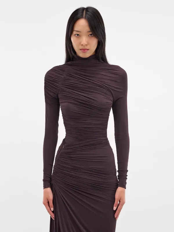 Burgundy Asymmetric Ruched Top (234-T06-BURGUNDY) sold by lorenzo