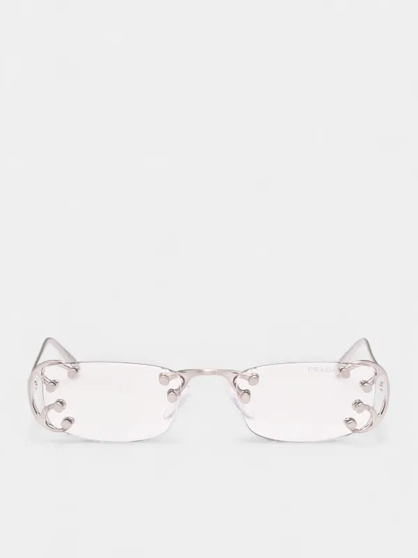 Silver Rivet C57S Metal Sunglasses (0PR-C57S-28H08N52-ARGENTO-NOUV) sold by lorenzo
