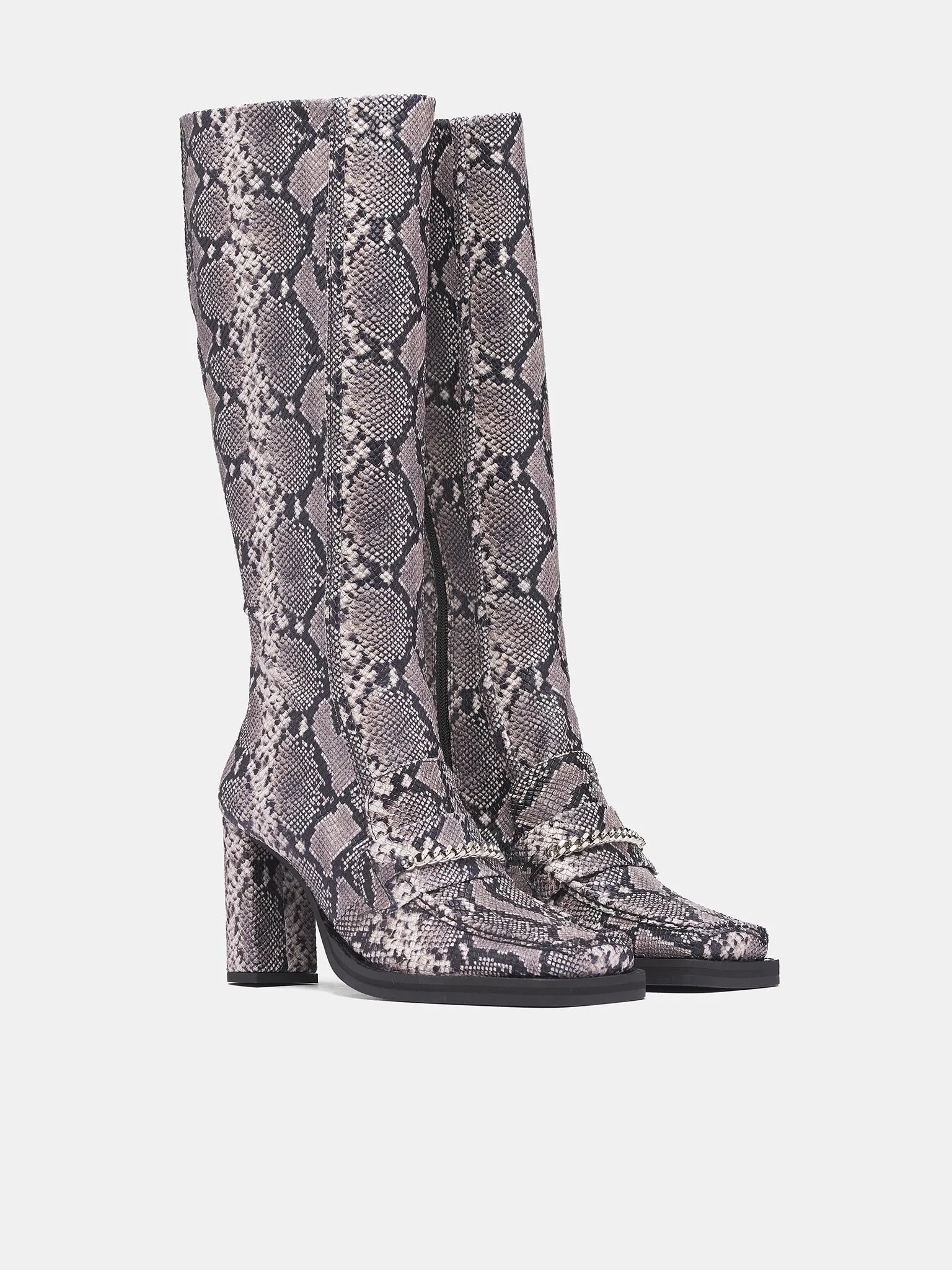 Snakeskin Square Toe Loafer Boots (1077LE02003-GRAY) sold by lorenzo product image thumbnail 2