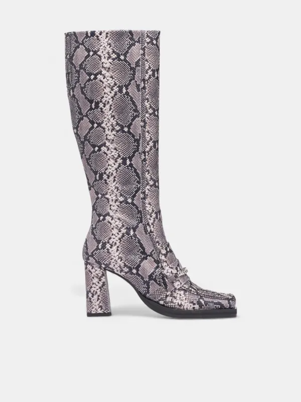 Snakeskin Square Toe Loafer Boots (1077LE02003-GRAY) sold by lorenzo