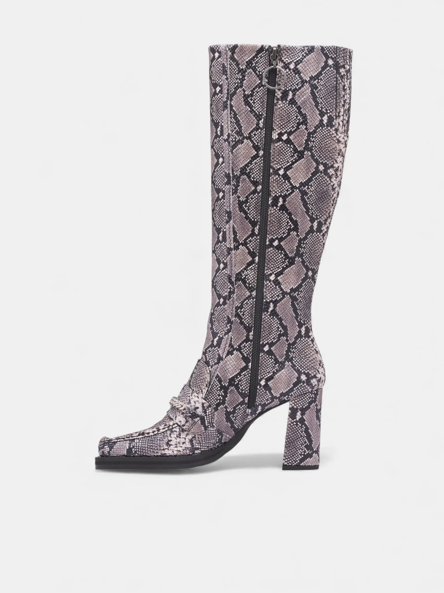 Snakeskin Square Toe Loafer Boots (1077LE02003-GRAY) sold by lorenzo product image thumbnail 3