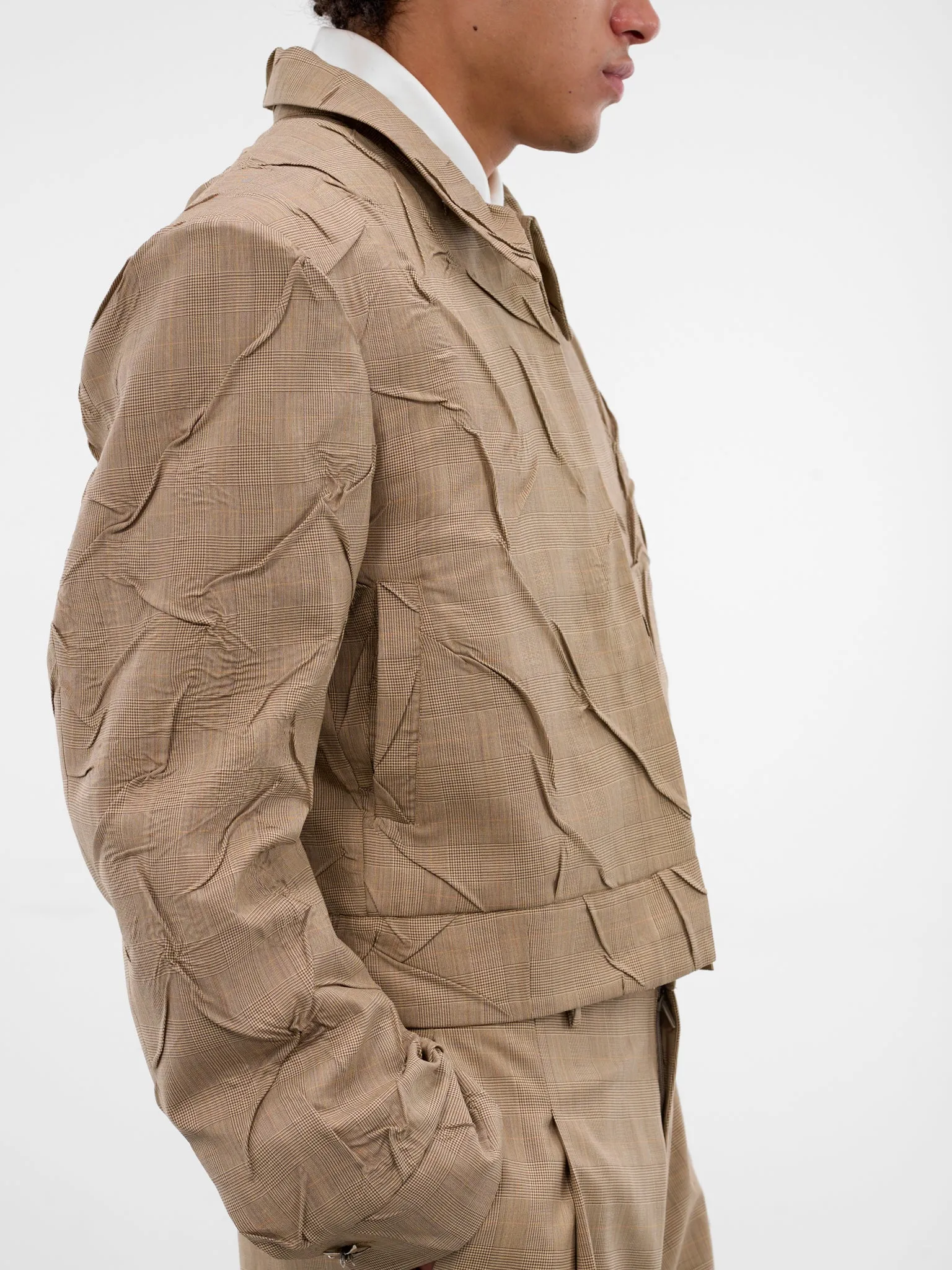 Alquimista Wrinkled Check Wool Jacket (ALQUIMISTA-JACKET-YELLOW) sold by lorenzo product image thumbnail 4