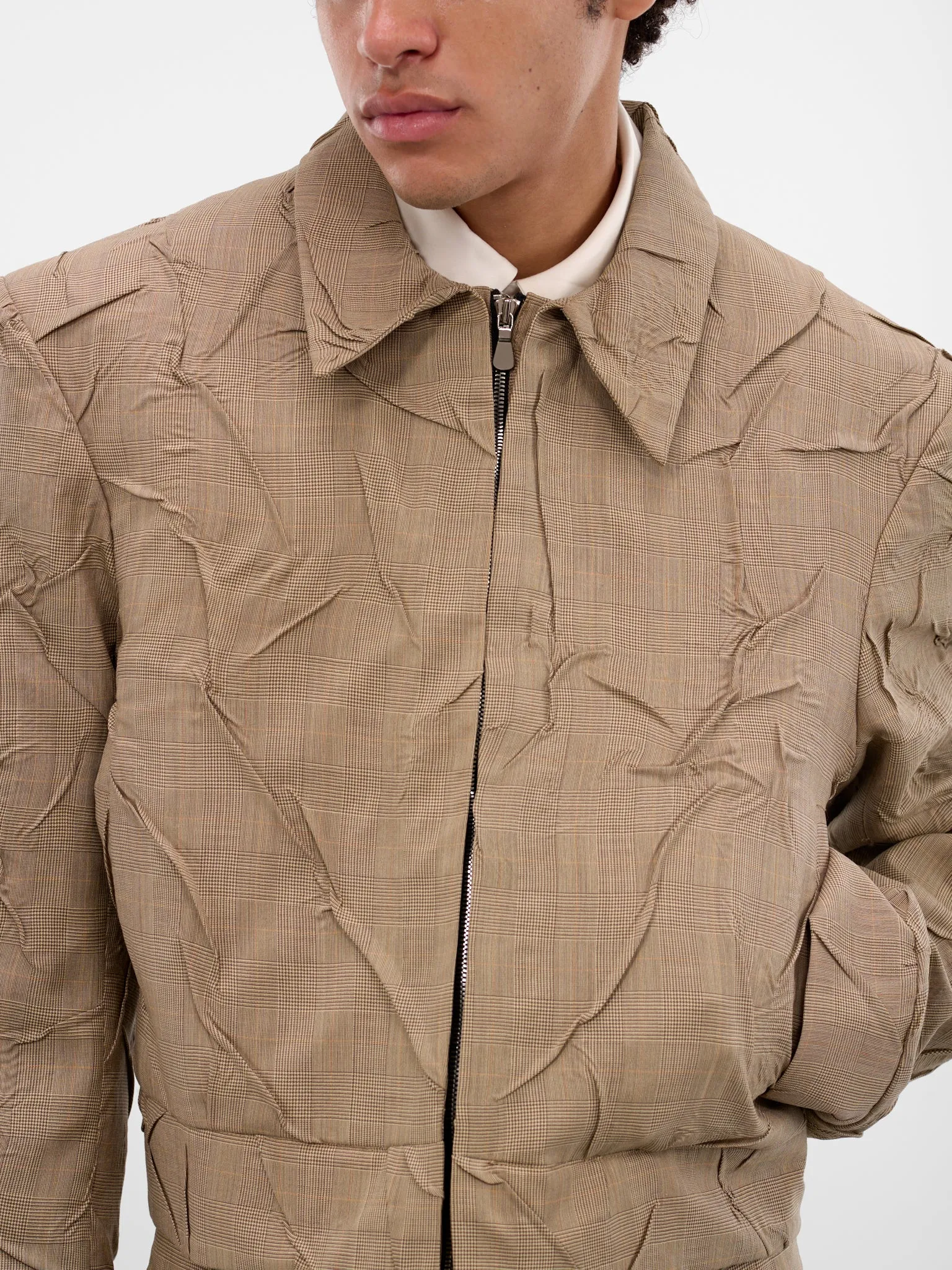 Alquimista Wrinkled Check Wool Jacket (ALQUIMISTA-JACKET-YELLOW) sold by lorenzo product image thumbnail 5