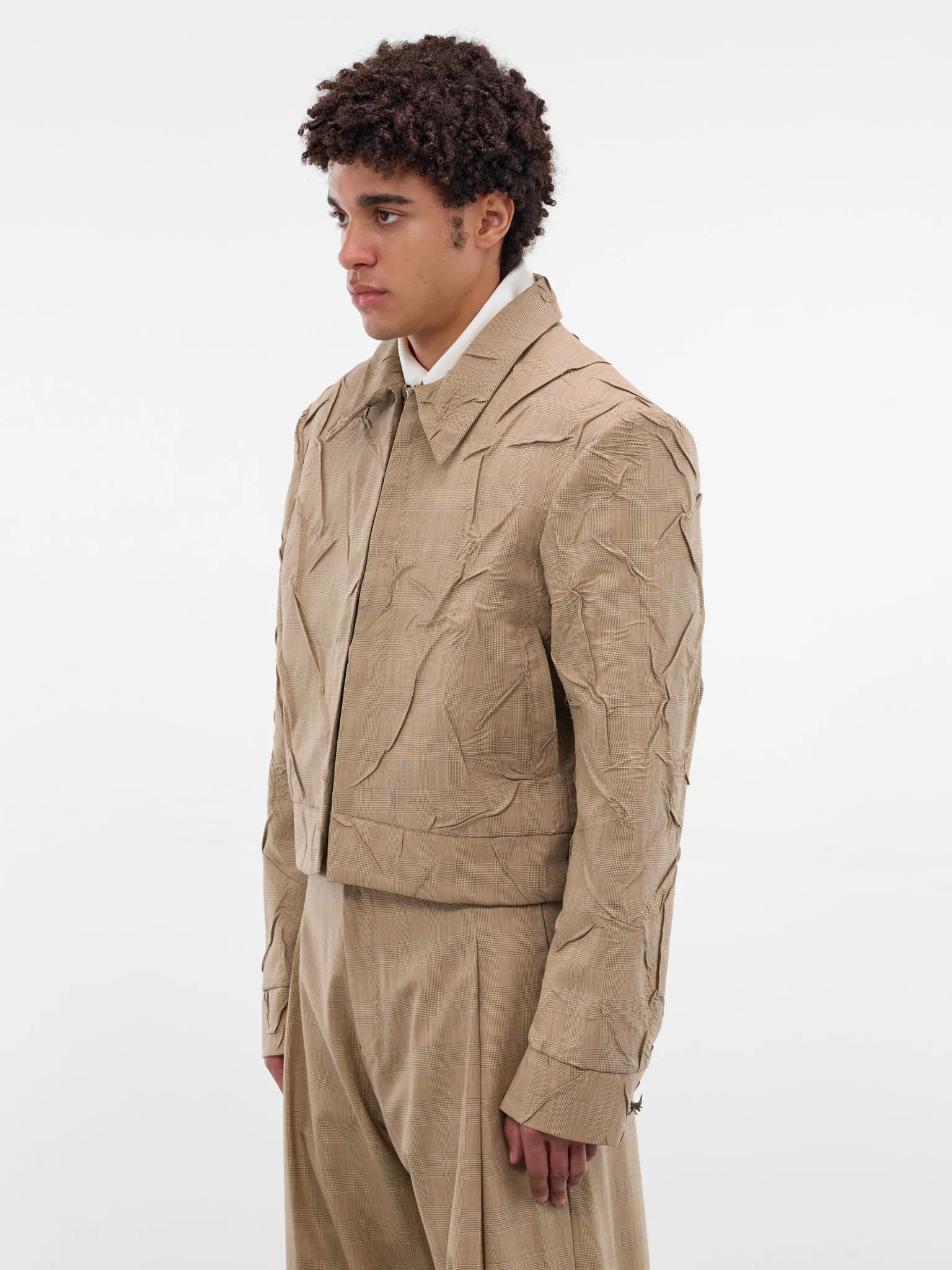 Alquimista Wrinkled Check Wool Jacket (ALQUIMISTA-JACKET-YELLOW) sold by lorenzo product image thumbnail 2