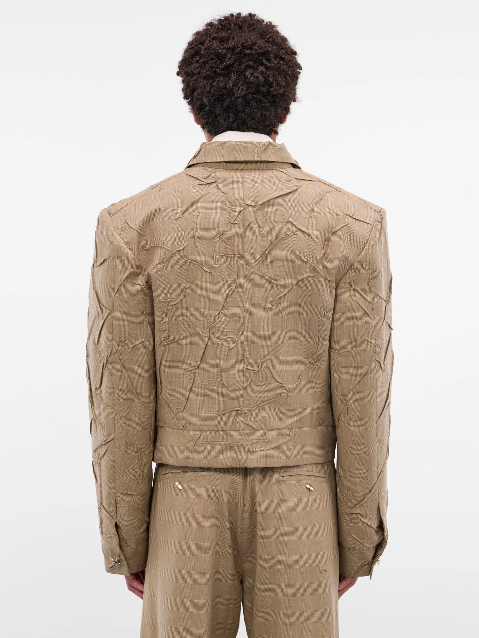 Alquimista Wrinkled Check Wool Jacket (ALQUIMISTA-JACKET-YELLOW) sold by lorenzo product image thumbnail 3