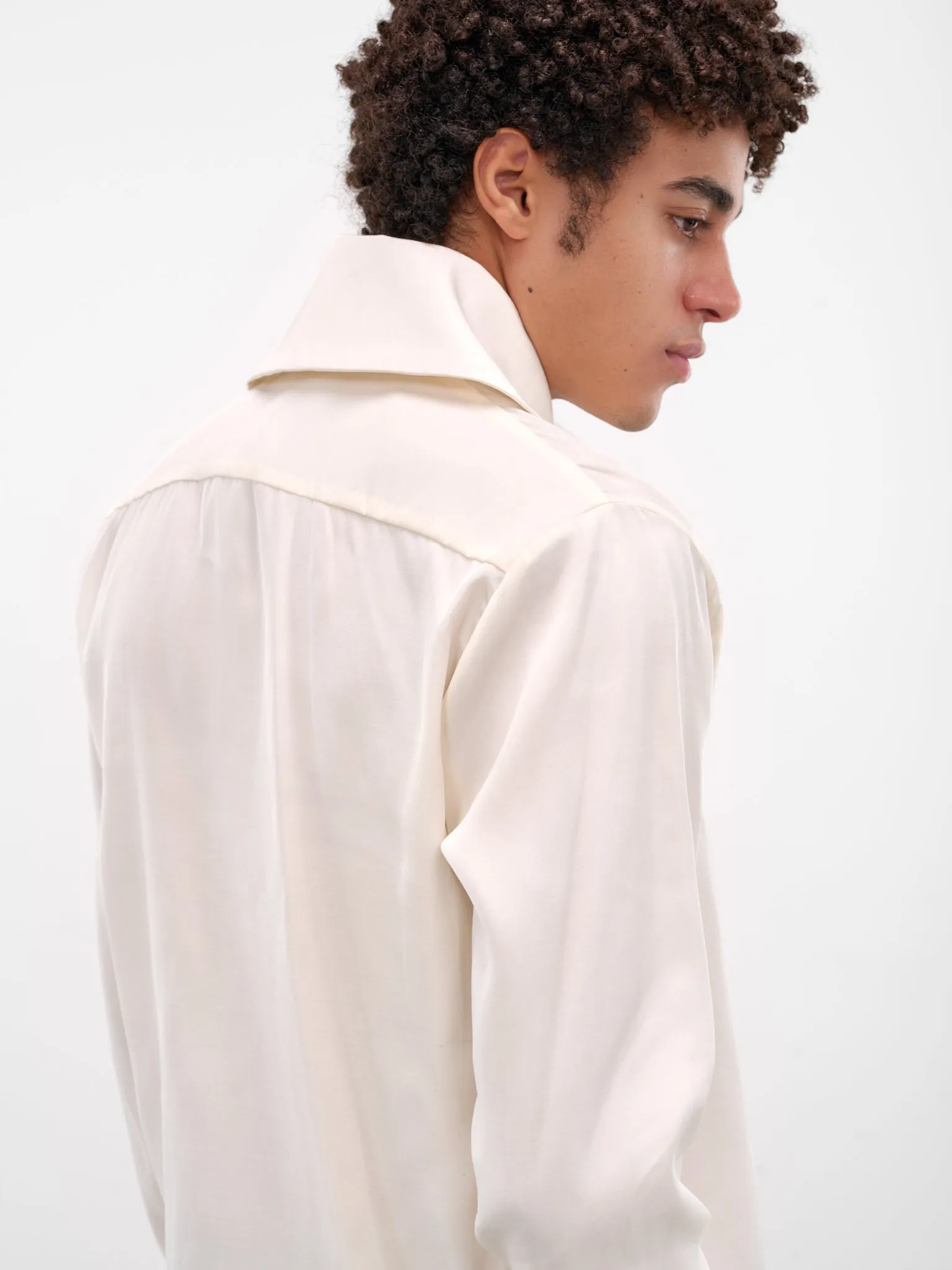 Ivory Princeso Wool-Silk Shirt (PRINCESO-SHIRT-IVORY) sold by lorenzo product image thumbnail 4