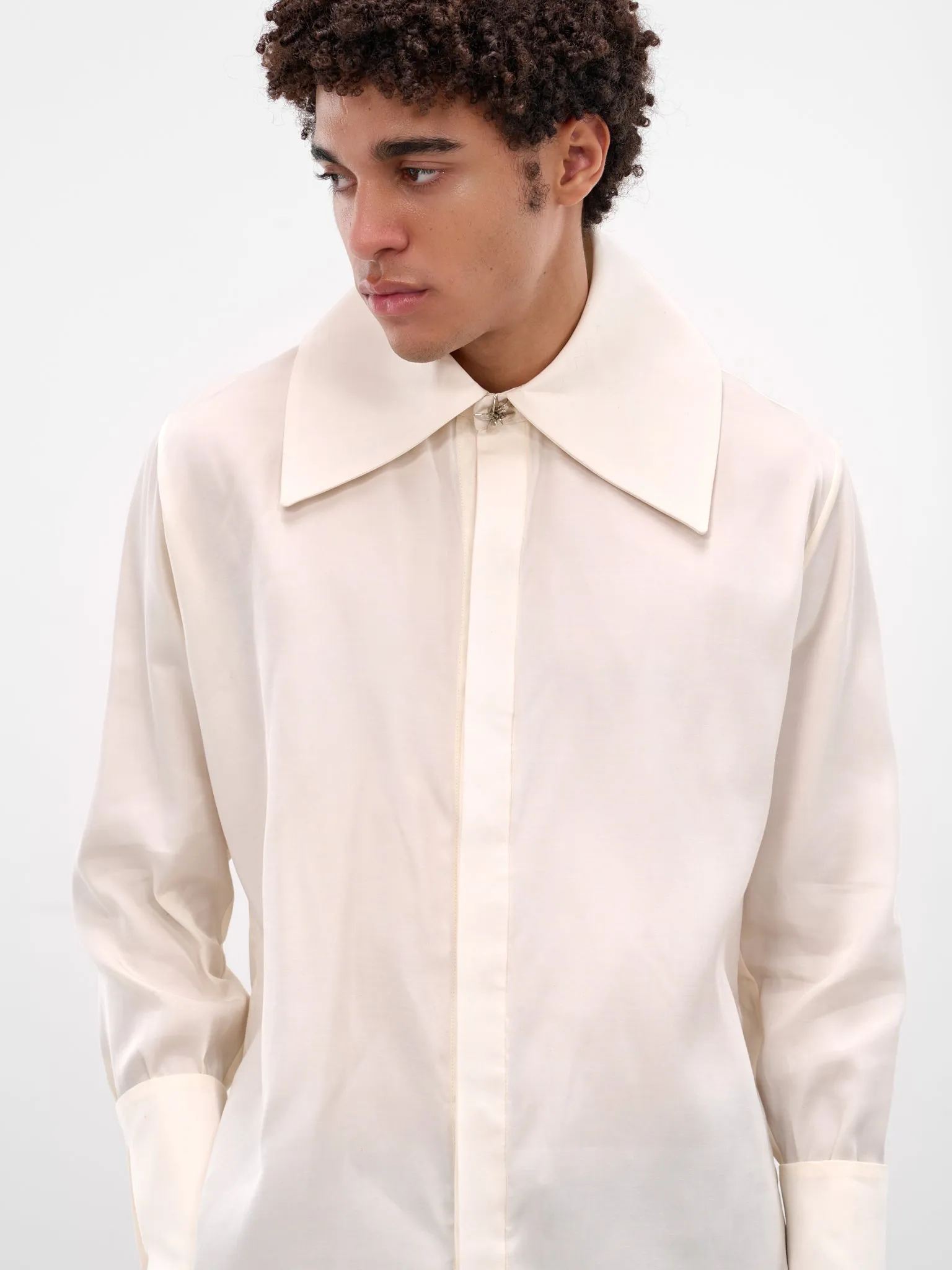 Ivory Princeso Wool-Silk Shirt (PRINCESO-SHIRT-IVORY) sold by lorenzo product image thumbnail 5