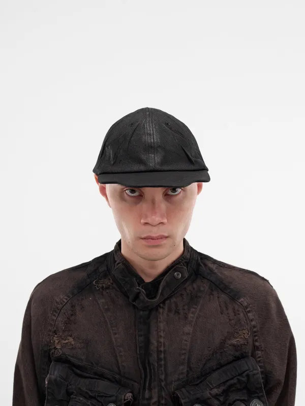 Black Resin Coated Denim Cap (917ACU7-C-BLACK) sold by lorenzo