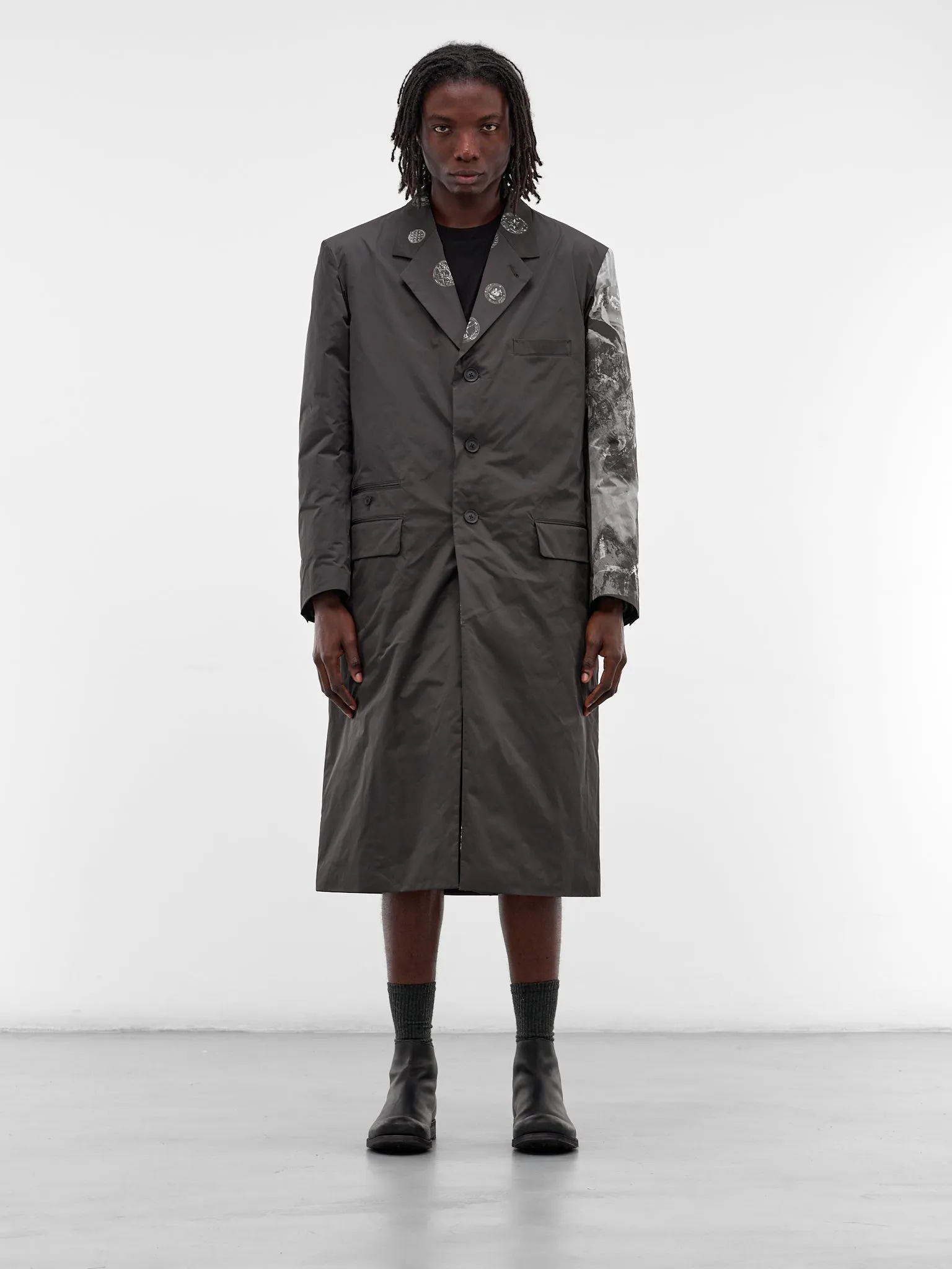 Black Reversible Graphic Padded Coat (HL-J44-831-BLACK) sold by lorenzo